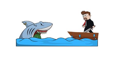 bussinessman try to taking money in sharkのイラスト素材