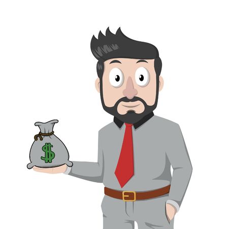 bussinessman holding a money bagのイラスト素材