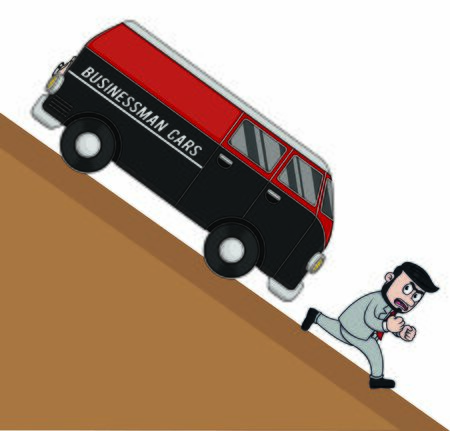 bussinessman being chased by a carのイラスト素材
