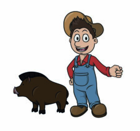 breeder and her pig vectorのイラスト素材