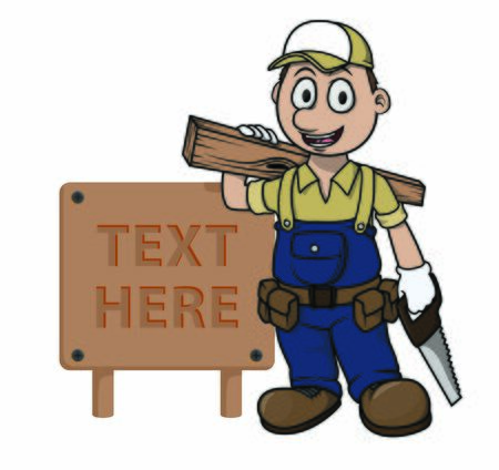 carpenter with wood sign vectorのイラスト素材