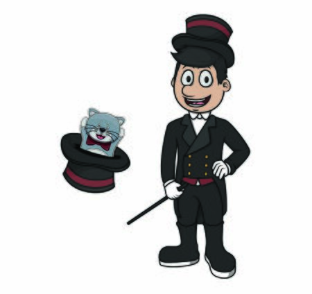 magician summon cat from his hat vectorのイラスト素材