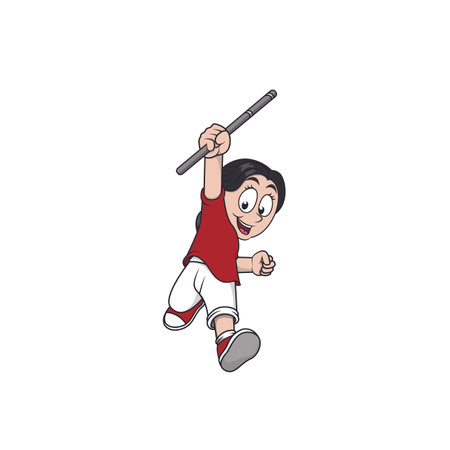 girl playing relay gameのイラスト素材