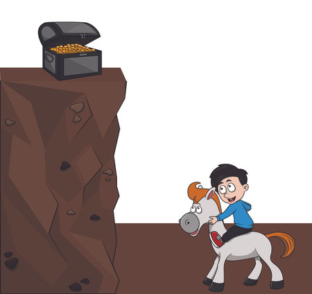 the children with their horse find treasureのイラスト素材