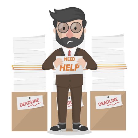 bussinessman need help because of deadlineのイラスト素材