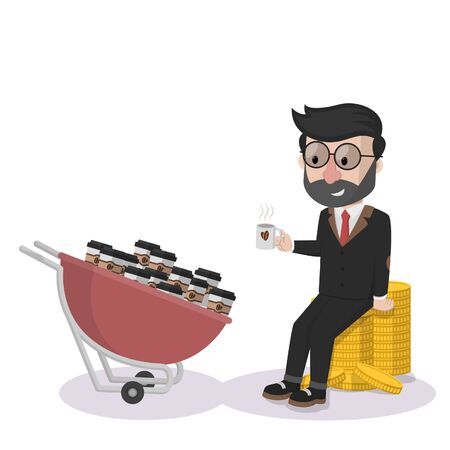 coffee seller and his coffeesのイラスト素材