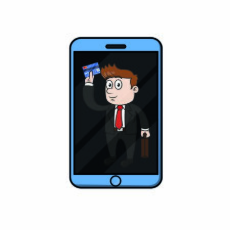 holding a card in gadgetのイラスト素材