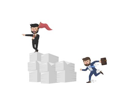 worker try to catch his leaderのイラスト素材