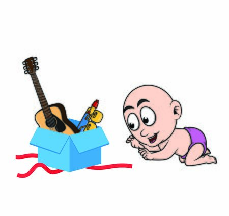 Baby find gifts with toysのイラスト素材