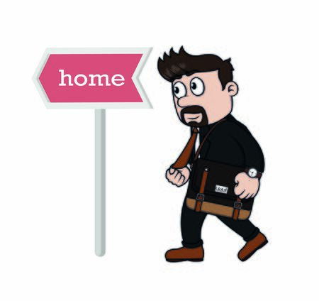 businessman happy when get home earlyのイラスト素材