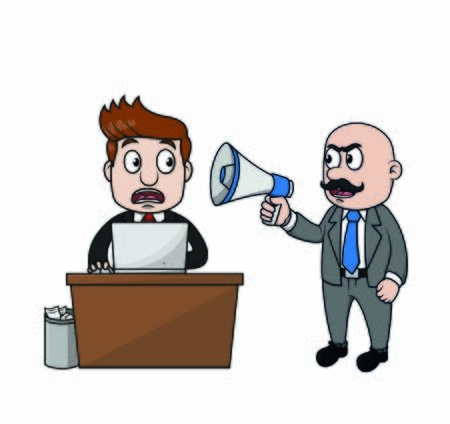 Businessman panic because of the bossのイラスト素材