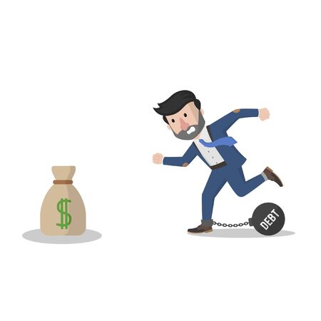 bussinessman with debt chasing moneyのイラスト素材
