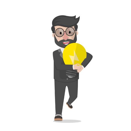 bussinessman holding an idea bulbのイラスト素材