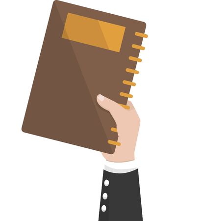 mans hand holding agenda bookのイラスト素材