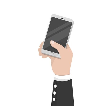 mans hand holding smartphoneのイラスト素材