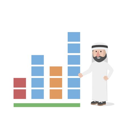 arabian bussinessman and graphic chartのイラスト素材