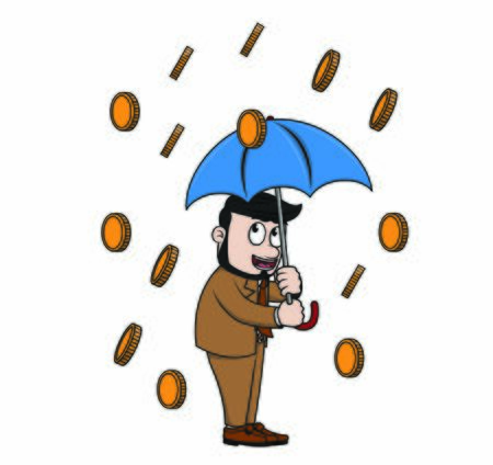 businessman raining pennies vector illustrationのイラスト素材