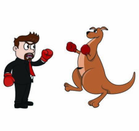businessman boxing fight with kangarooのイラスト素材
