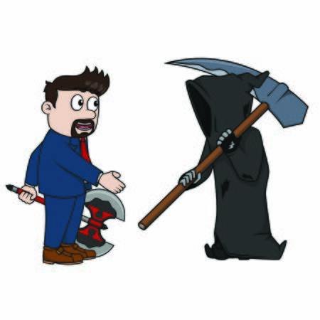 businessman work together with grim reaperfのイラスト素材