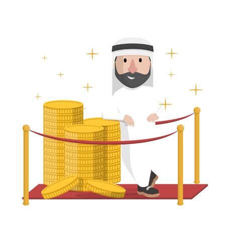 arabian leaning on read carpetのイラスト素材