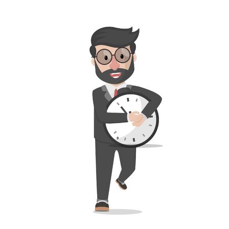bussinessman hugging a clockのイラスト素材