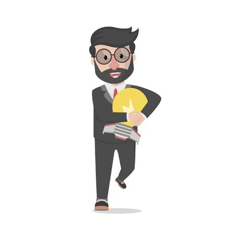 bussinessman hugging a idea rocketのイラスト素材