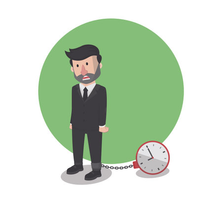 bsuinessman and time chain ball illustrationのイラスト素材