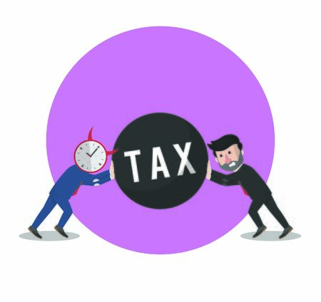 businessman and time hold a big taxのイラスト素材