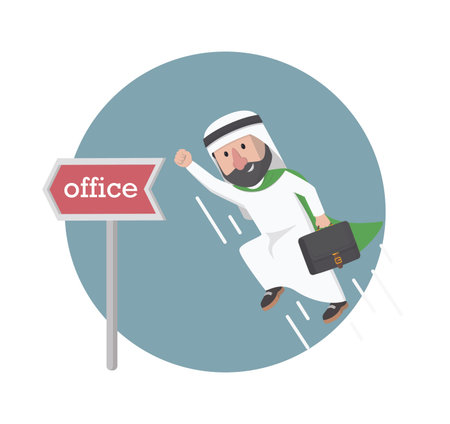 businessman arabian go to office illustrationのイラスト素材