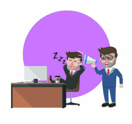 businessman wakes his sleeping friendsのイラスト素材