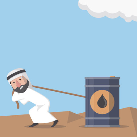 businessman arabian pulling the big oilのイラスト素材