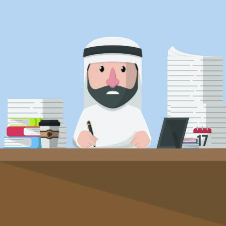businessman arabian too tired to workのイラスト素材