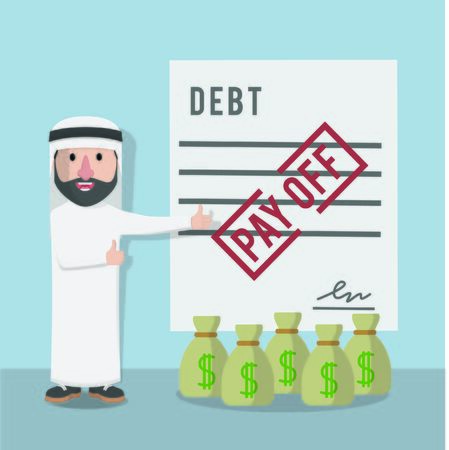 businessman arabian pay off debtのイラスト素材