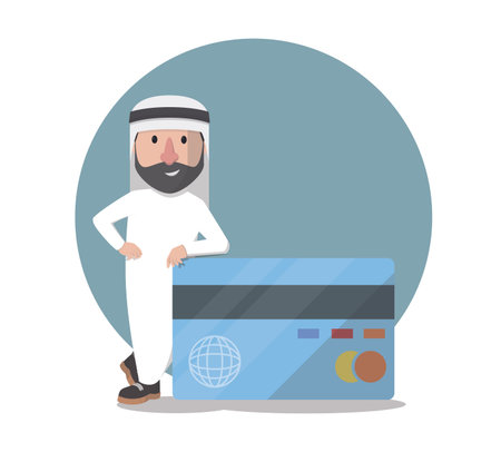 businessman arabian and credit designのイラスト素材