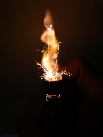 A burning matchstick just as it burst into flame.の写真素材