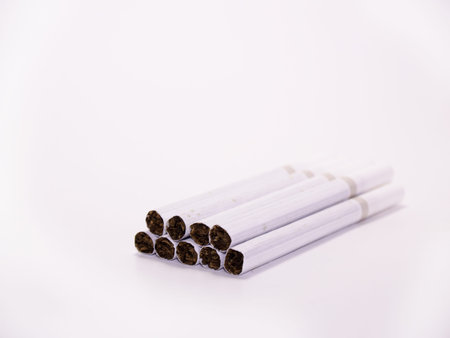 A stack of cigarette on white background
