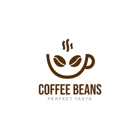 Logo Coffee Beans seed brown hot original taste perfectのイラスト素材