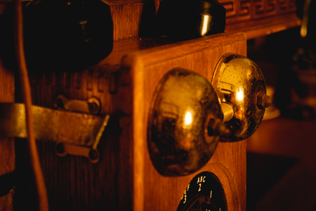 Vintage the country store wood wall telephoneの写真素材