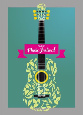 Guitar acoustic leaf vector illustrationのイラスト素材