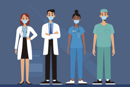 Thank you doctors and nurse. health care workers fight against covid-19 viruses. Corona warriors. vector illustrationのイラスト素材