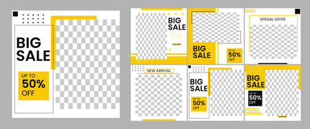 social media template set bundle vector graphic