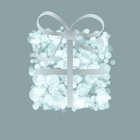 Card with present box from snowballs bow    EPS8のイラスト素材