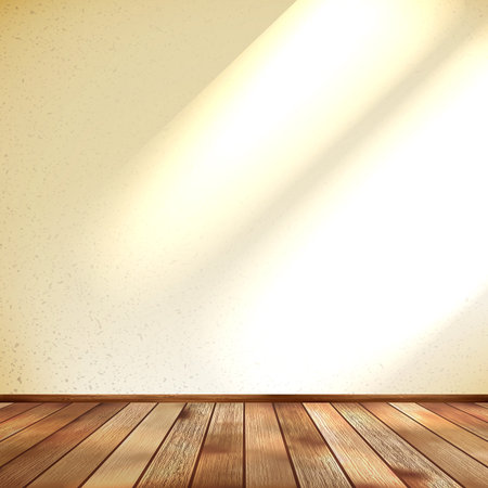 Empty beige wall and wooden floor room  のイラスト素材