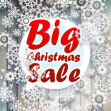 Christmas snowflakes with big sale over wooden background. EPS 10のイラスト素材