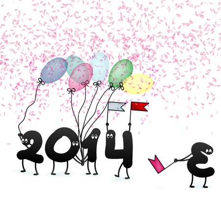 Funny 2014 New Year's Eve greeting card. + EPS10 vector fileのイラスト素材