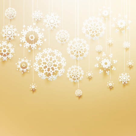 Christmas balls made from snowflakes on gold. EPS 10のイラスト素材