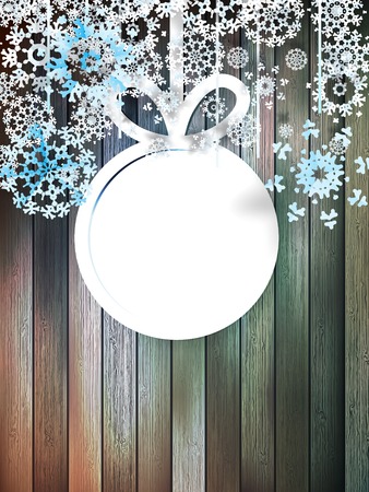 Christmas snowflakes on wood  plus EPS10のイラスト素材
