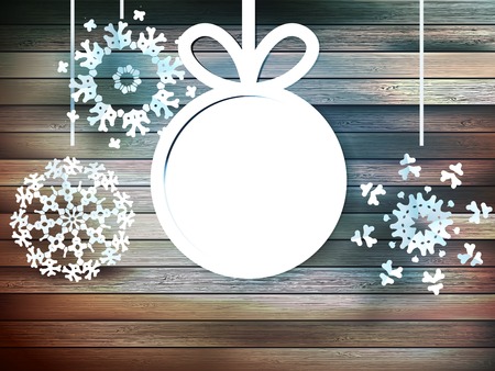 Christmas snowflakes on wood  plus のイラスト素材