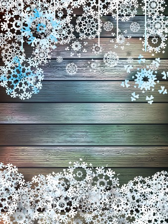 Christmas snowflakes on wood  plus のイラスト素材