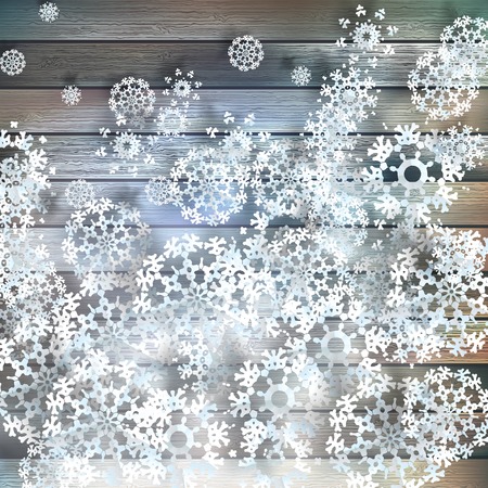 Christmas snowflakes on wood  plus のイラスト素材